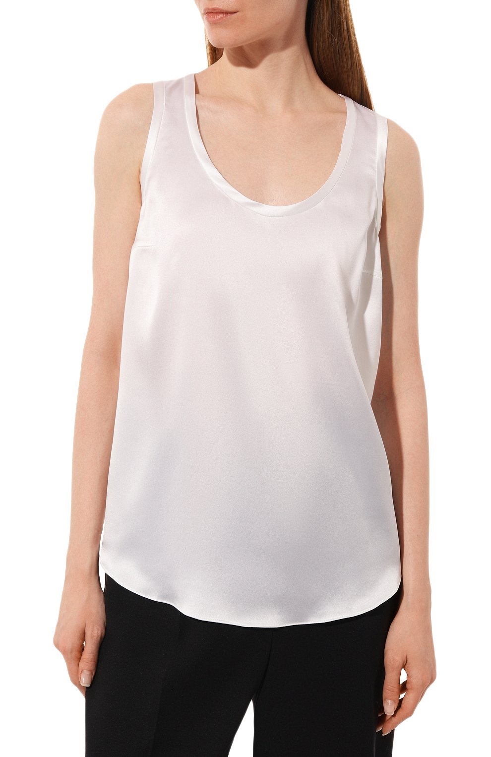 Шелковый топ BRUNELLO CUCINELLI белого цвета по цене 59950 руб., арт. M0C59E0600, фото 3 Шелковый топ BRUNELLO CUCINELLI, арт. M0C59E0600, фото 3