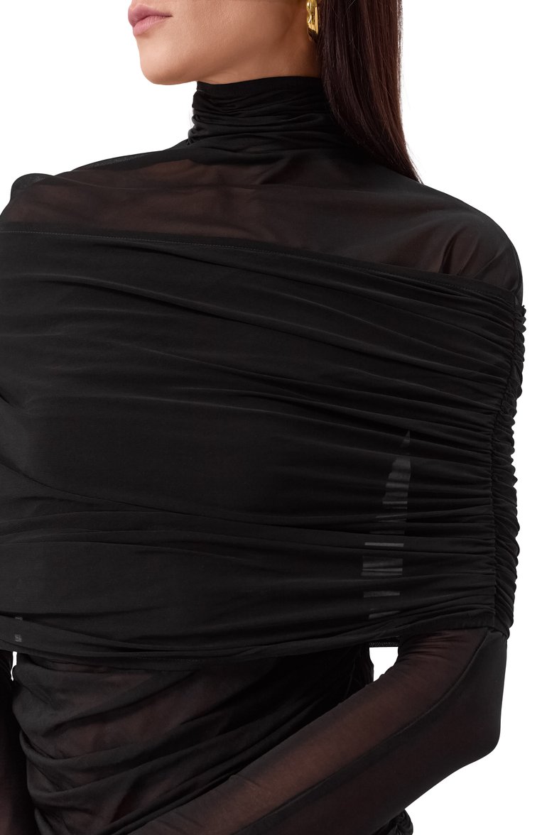 Женский топ из вискозы MUGLER черного цвета, арт. 25P3T007366011 | Фото 5 (Рукава: Длинные; Длина (для топов): Стандартные; Материал внешний: Вискоза; Стили: Гламурный; Кросс-КТ: костюм)