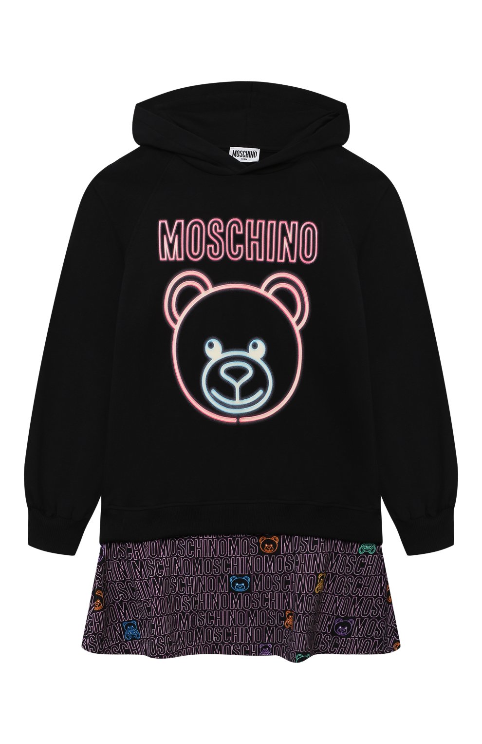 Хлопковое платье MOSCHINO черного цвета по цене 17800 руб., арт. HDV0AV/LDA16/4A-8A, фото 1 Хлопковое платье MOSCHINO, арт. HDV0AV/LDA16/4A-8A, фото 1