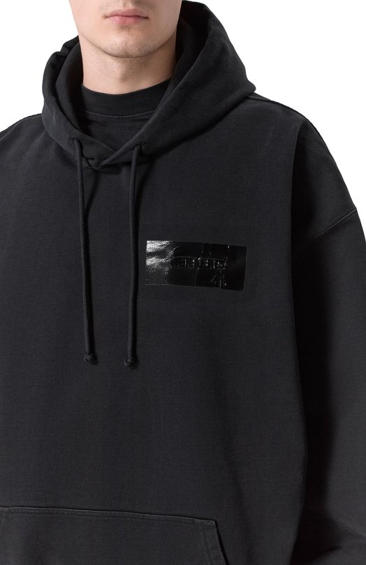Хлопковое худи VETEMENTS ME76HD147B/1302 M0LLET0N Чёрный  ME76HD147B/1302 M0LLET0N Фото 5