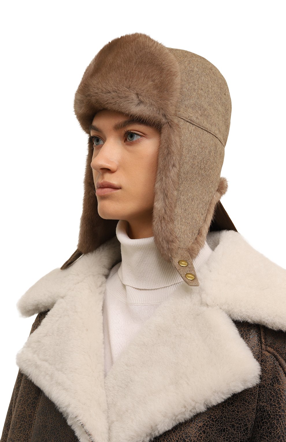 Шерстяная шапка-ушанка с мехом норки VICTORIA KUSENKOVA, арт. 109101945153, фото 2