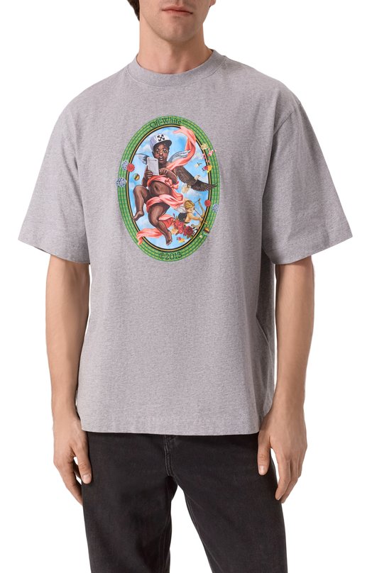 Хлопковая футболка Off-White 0MAA120S25JER002 Серый  0MAA120S25JER002 Фото 3