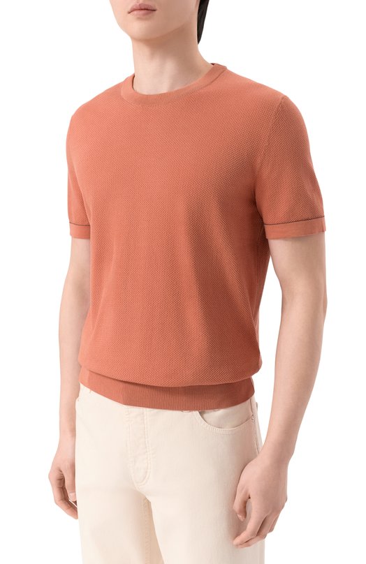 Хлопковый джемпер Brioni UMR00L/P0K15 Оранжевый  UMR00L/P0K15 Фото 3