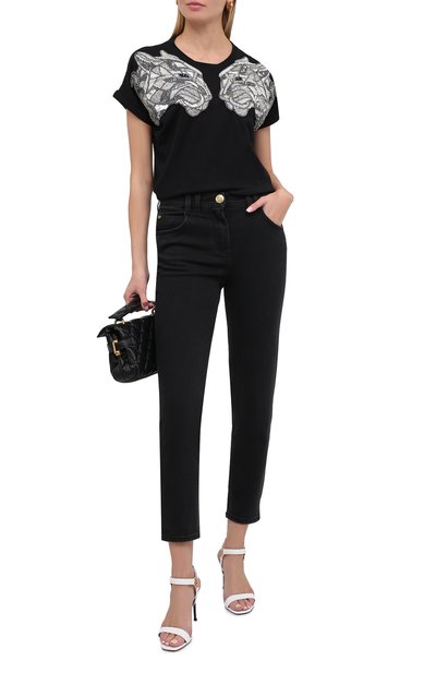 Хлопковая футболка BALMAIN черного цвета по цене 106500 руб., арт. UF11351/P049, фото 3 Хлопковая футболка BALMAIN, арт. UF11351/P049, фото 3