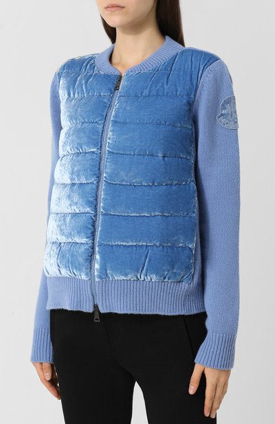 Бомбер из смеси шерсти и кашемира MONCLER голубого цвета по цене 69000 руб., арт. D2-093-94908-00-948AE, фото 3 Бомбер из смеси шерсти и кашемира MONCLER, арт. D2-093-94908-00-948AE, фото 3
