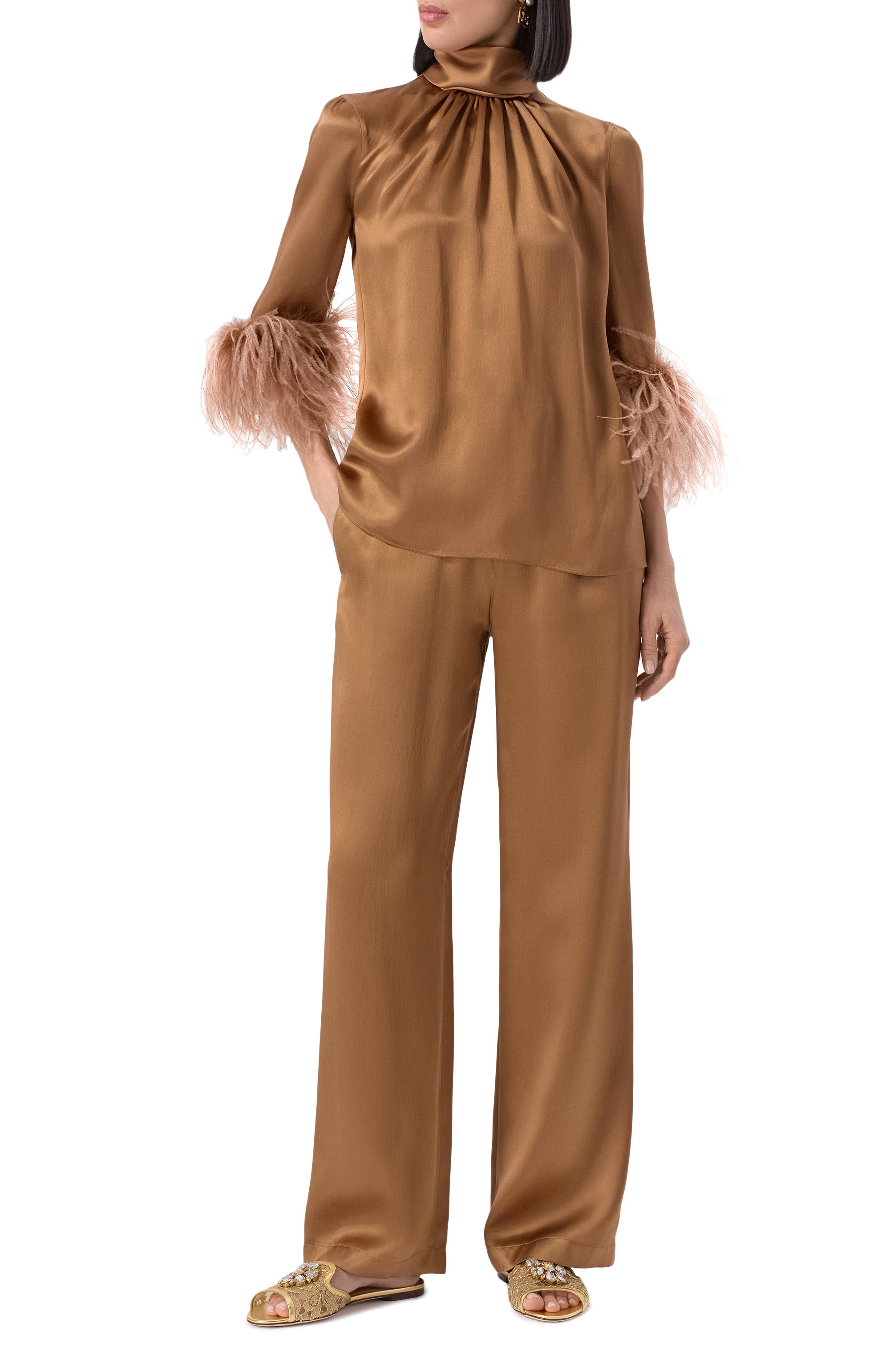 Шелковые брюки DOLCE & GABBANA, арт. FTC9FT/FU1NU, фото 2