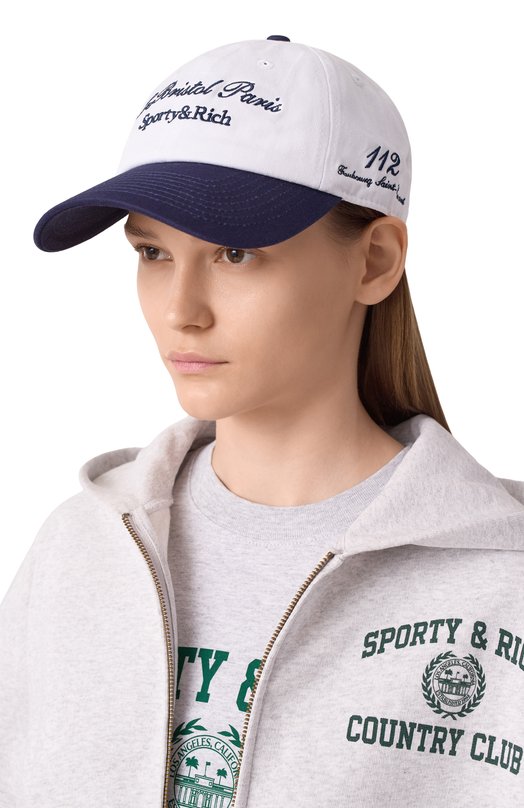 Хлопковая бейсболка Sporty&Rich x Le Bristol Paris Sporty and Rich AC040517619WH22 Белый  AC040517619WH22 Фото 2