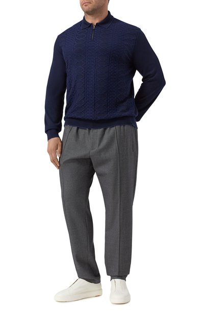 Поло из шерсти и шелка STEFANO RICCI темно-синего цвета по цене 123000 руб., арт. KE06014P30/E25404, фото 2 Поло из шерсти и шелка STEFANO RICCI, арт. KE06014P30/E25404, фото 2