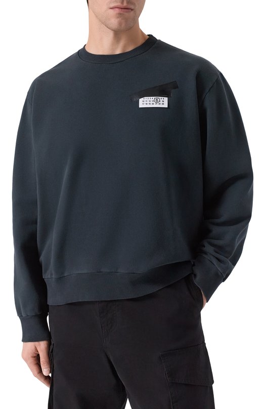 Хлопковый свитшот MM6 SH2GU0025/M25024 Чёрный  SH2GU0025/M25024 Фото 3