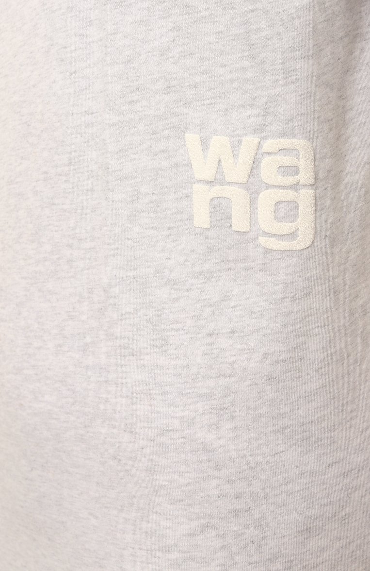 Женская хлопковая футболка ALEXANDERWANG.T серого цвета, арт. 4CC3241520 | Фото 6 (Длина (для топов): Стандартные; Рукава: Короткие; Материал внешний: Хлопок; Принт: Без принта; Стили: Кэжуэл; Женское Кросс-КТ: Футболка-одежда)