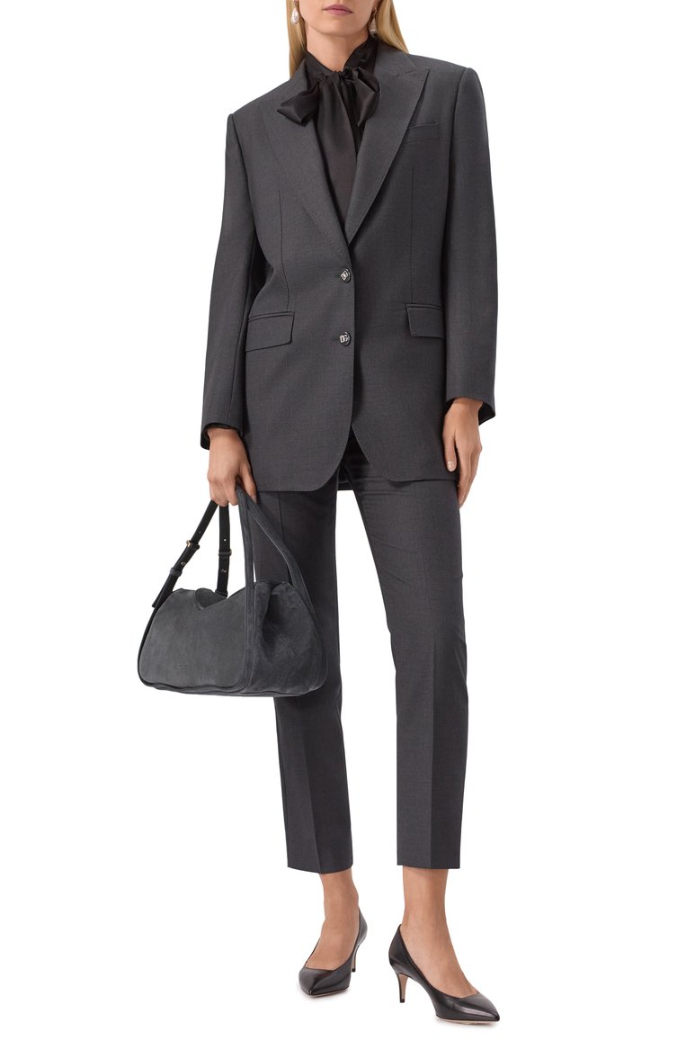 Женская сумка GIORGIO ARMANI темно-серого цвета, арт. GW001310/AF14186 | Фото 7 (Материал: Натуральная кожа, Натуральная замша; Размер: large)