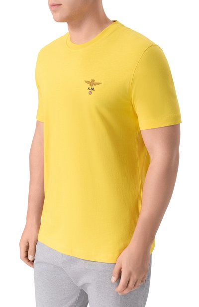Хлопковая футболка AERONAUTICA MILITARE желтого цвета по цене 6140 руб., арт. TS1580UJ00372_001, фото 3 Хлопковая футболка AERONAUTICA MILITARE, арт. TS1580UJ00372_001, фото 3
