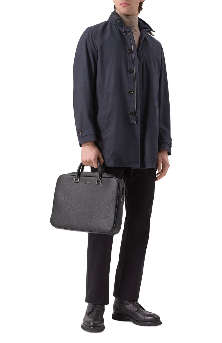 Мужская портфель ZEGNA черного цвета, арт. C1905Z/LHDAI | Фото 7 (Материал: Натуральная кожа; Ремень/цепочка: На ремешке; Размер: large; Сумки-технические: Портфели)