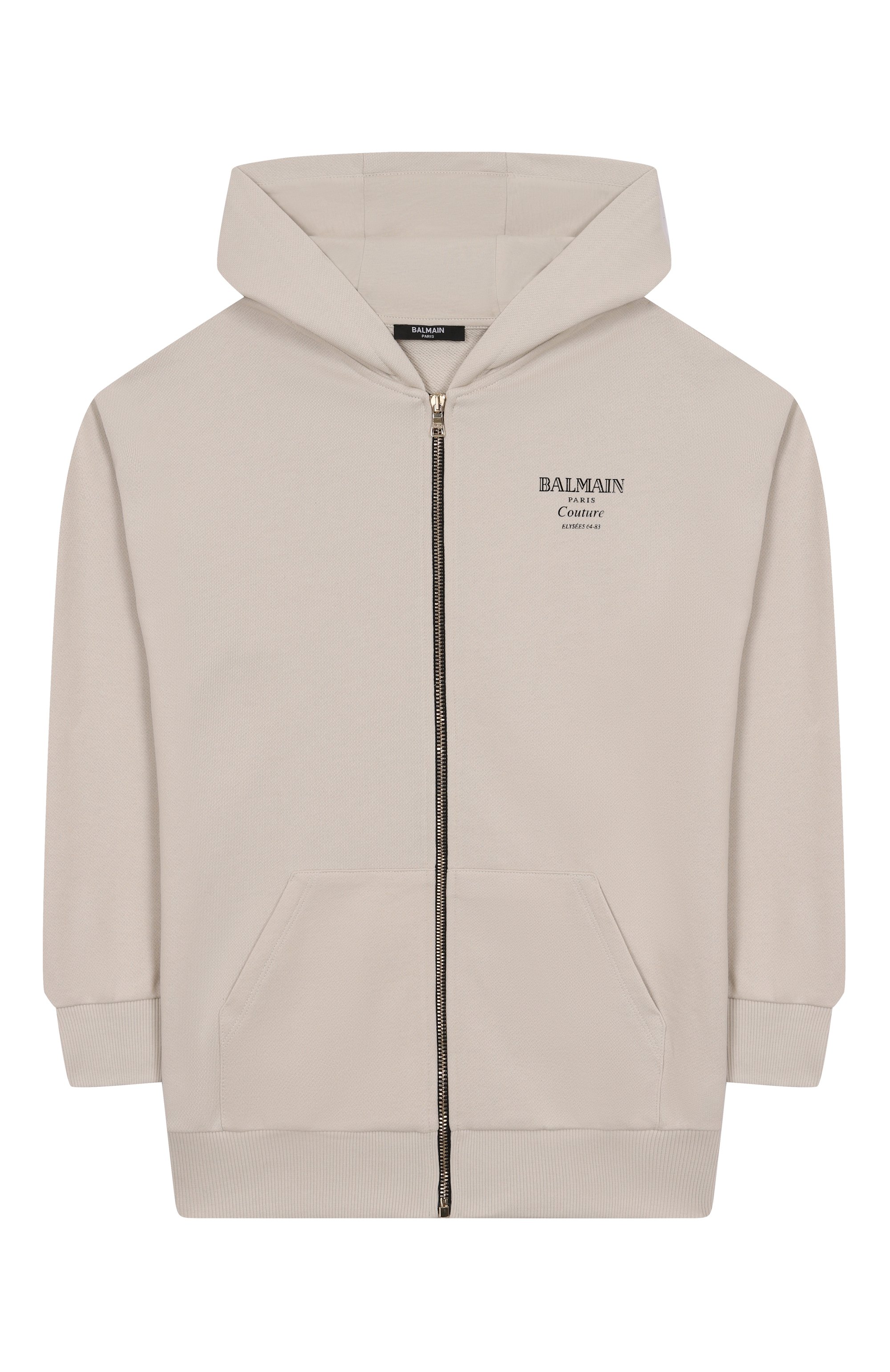 Хлопковая толстовка BALMAIN светло-серого цвета по цене 33800 руб., арт. BX4P50, фото 1 Хлопковая толстовка BALMAIN, арт. BX4P50, фото 1