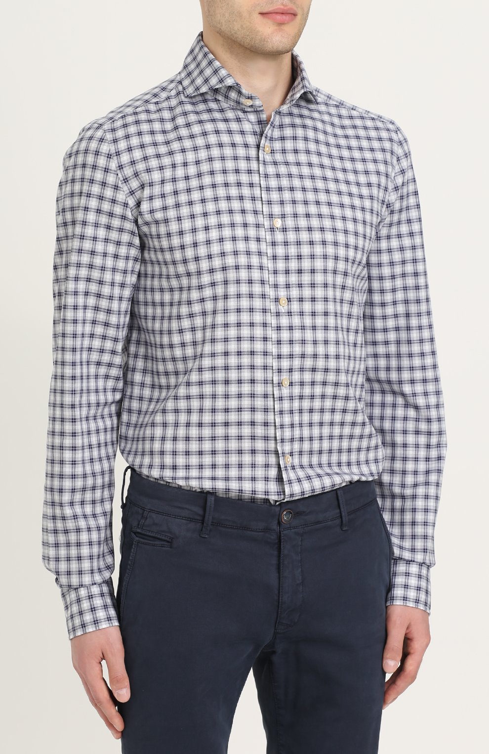 Хлопковая рубашка в клетку LUIGI BORRELLI, арт. EV18/TS4096, фото 3