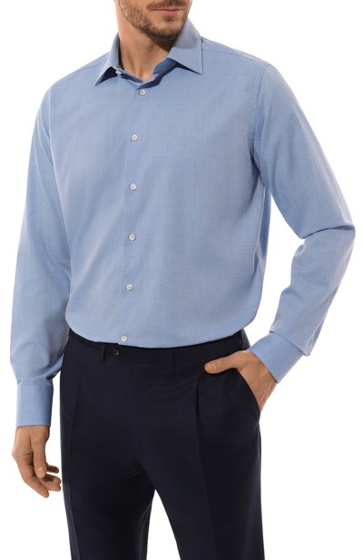 Сорочка из хлопка и кашемира CANALI голубого цвета по цене 46500 руб., арт. CCL7018/GD03310, фото 3 Сорочка из хлопка и кашемира CANALI, арт. CCL7018/GD03310, фото 3