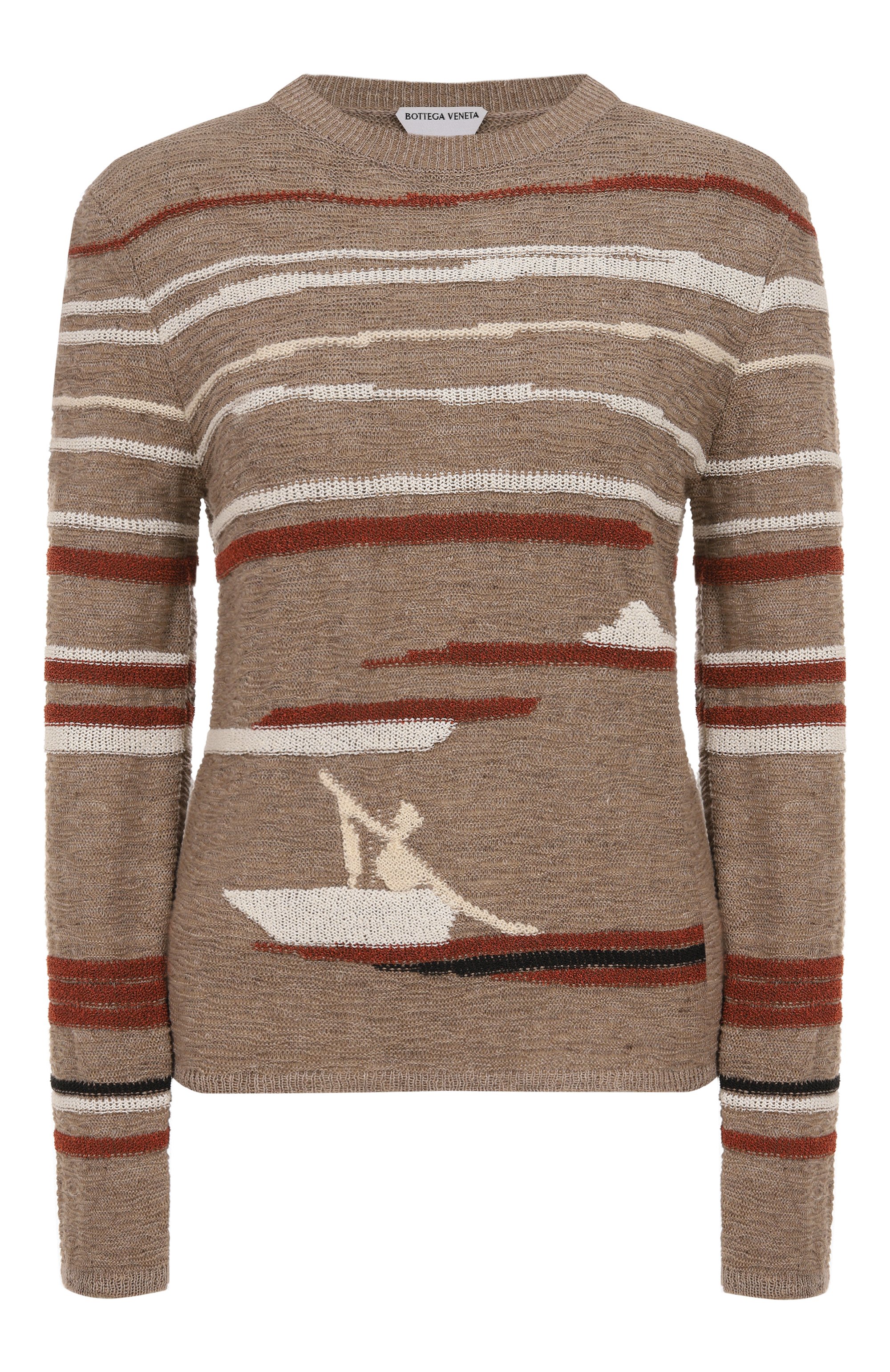 Пуловер изо льна и хлопка BOTTEGA VENETA бежевого цвета по цене 216000 руб., арт. 831454/V5LW0, фото 1 Пуловер изо льна и хлопка BOTTEGA VENETA, арт. 831454/V5LW0, фото 1