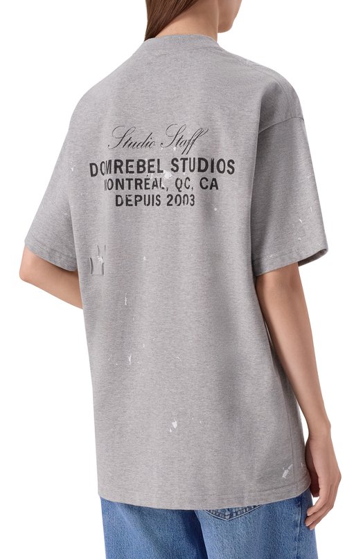Хлопковая футболка DOMREBEL STAFF TEE T-SHIRT Серый  STAFF TEE T-SHIRT Фото 4