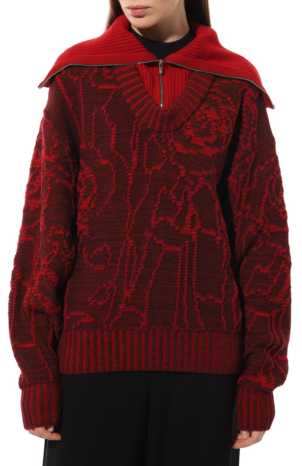 Шерстяной свитер AND THE BRAND красного цвета по цене 83720 руб., арт. W24-JM019-0702-669, фото 3 Шерстяной свитер AND THE BRAND, арт. W24-JM019-0702-669, фото 3