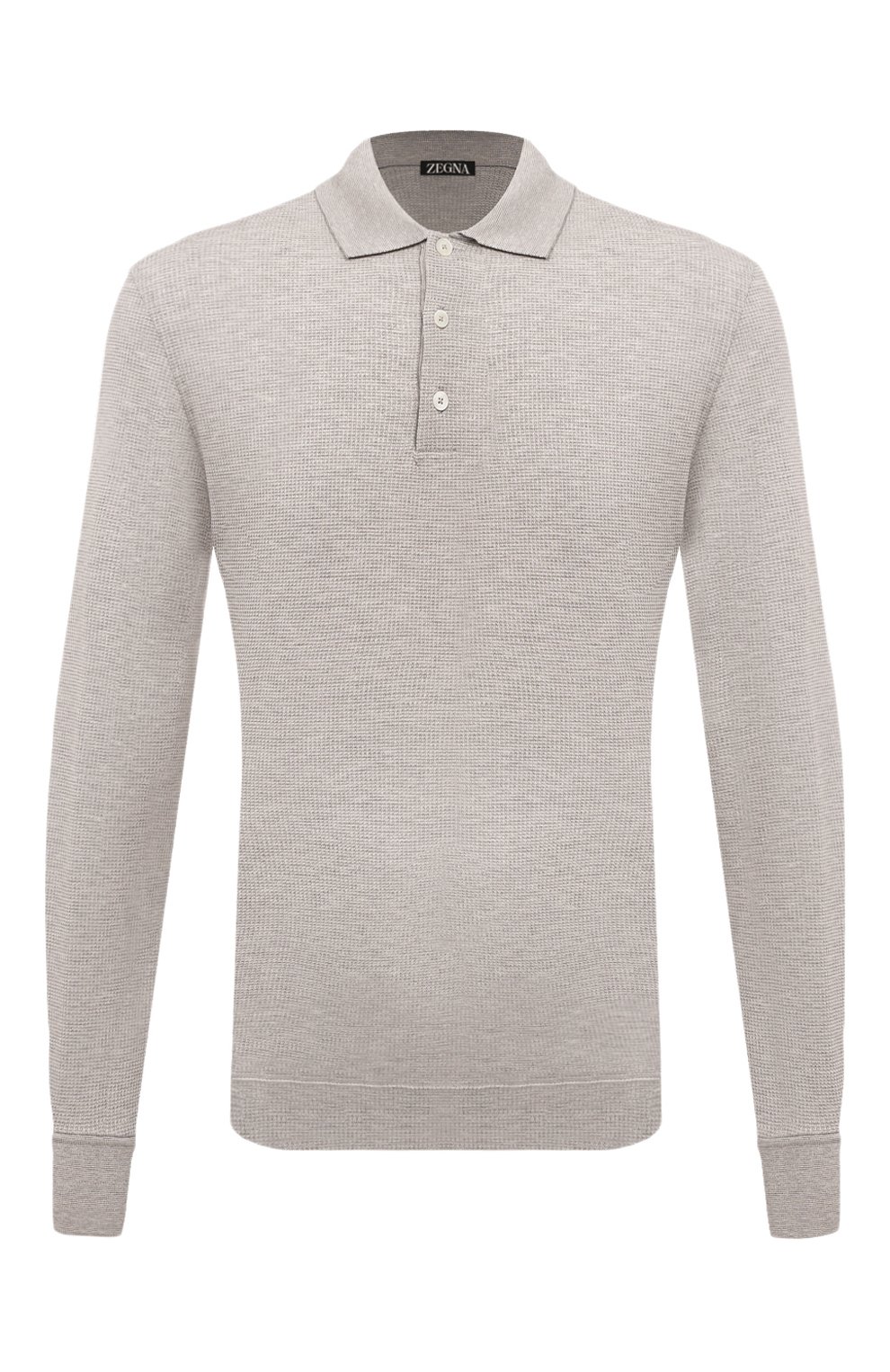 Поло из хлопка и шелка ZEGNA серого цвета по цене 61550 руб., арт. UC381A6/C748, фото 1 Поло из хлопка и шелка ZEGNA, арт. UC381A6/C748, фото 1