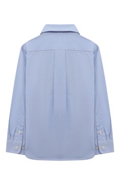 Детская хлопковая рубашка RALPH LAUREN голубого цвета, арт. 321819238 | Фото 2 (Рукава: Длинные; Материал внешний: Хлопок; Материал сплава: Проставлено; Драгоценные камни: Проставлено; Нос: Не проставлено; Региональные ограничения белый список (Axapta Mercury): Не проставлено)
