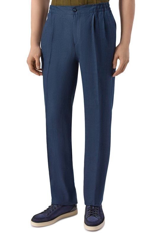 Льняные брюки Kiton UPN01H09690 Синий  UPN01H09690 Фото 3