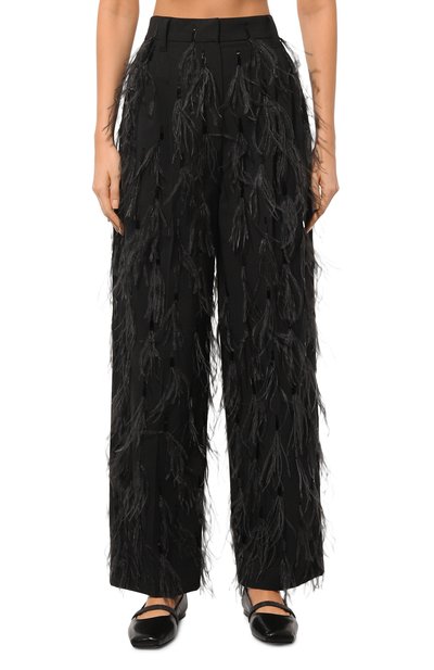 Шерстяные брюки с отделкой перьями BRUNELLO CUCINELLI, арт. M0W07P8766, фото 3