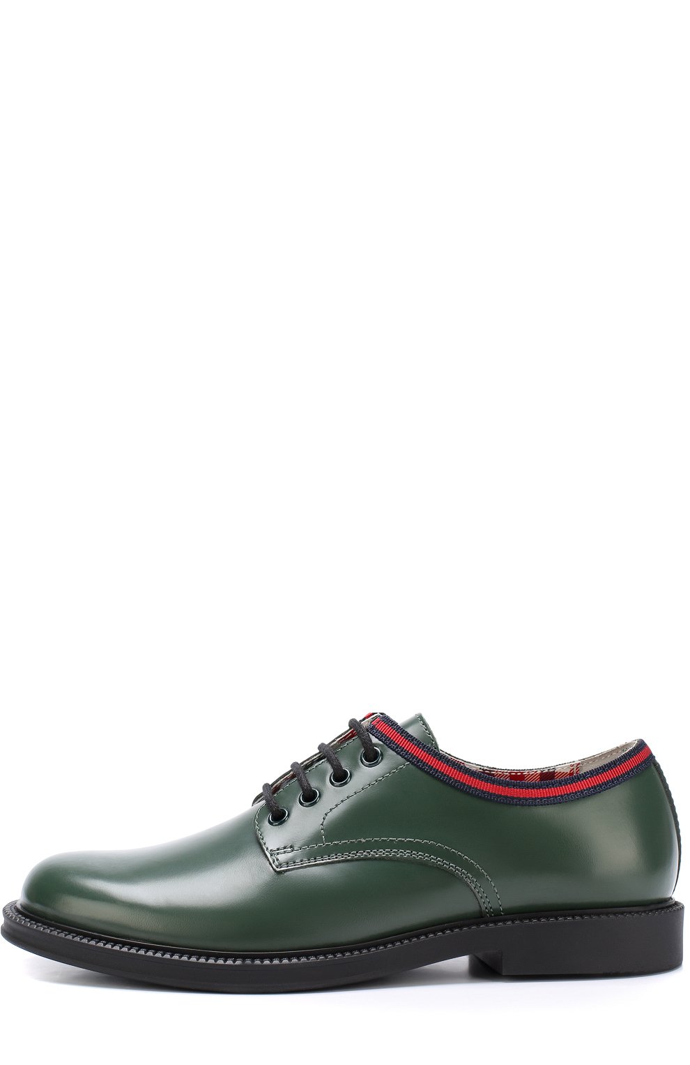 Кожаные дерби с текстильной отделкой GUCCI зеленого цвета по цене 30950 руб., арт. 477514/D7310, фото 2 Кожаные дерби с текстильной отделкой GUCCI, арт. 477514/D7310, фото 2