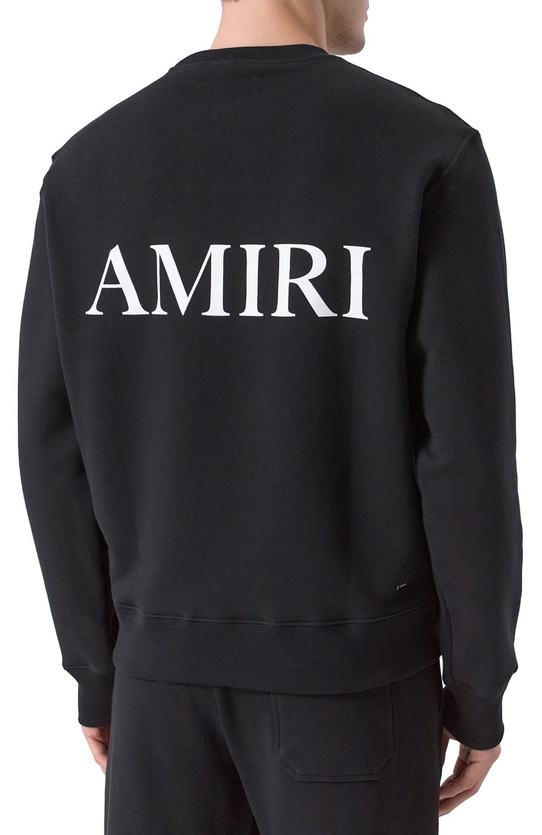 Мужской хлопковый свитшот AMIRI черного цвета, арт. AMJYCW1038 | Фото 4 (Длина (для топов): Стандартные; Рукава: Длинные; Мужское Кросс-КТ: свитшот-одежда; Стили: Кэжуэл; Принт: С принтом; Материал внешний: Хлопок)