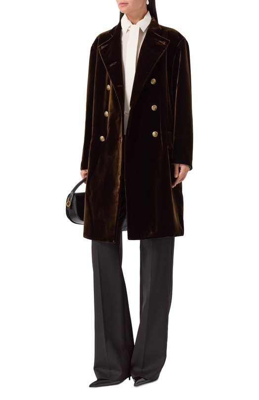 Бархатное пальто Giorgio Armani GW001897/TE10831 Коричневый  GW001897/TE10831 Фото 2