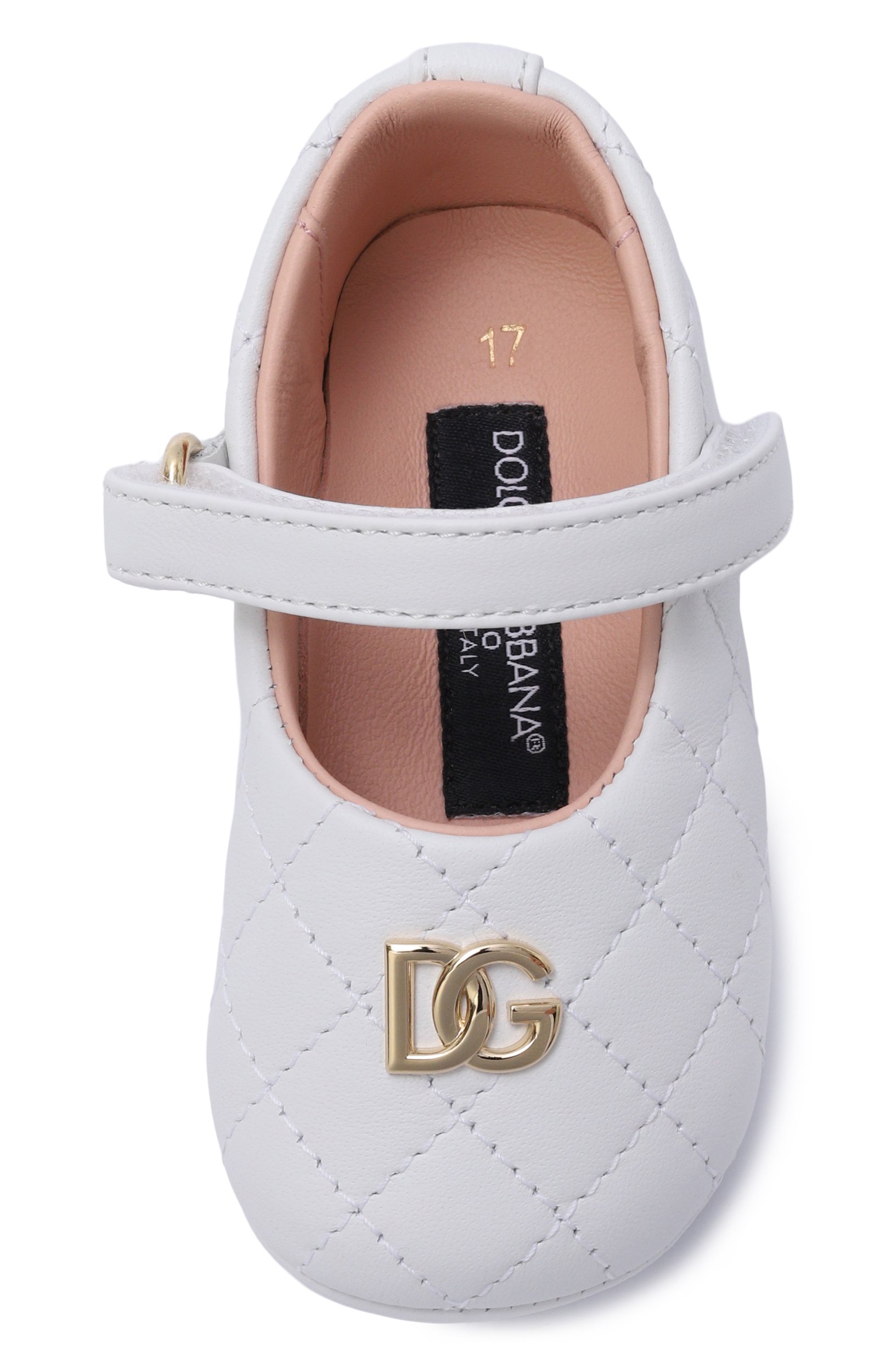 Кожаные пинетки DOLCE & GABBANA белого цвета по цене 33400 руб., арт. DK0174/A3M31, фото 4 Кожаные пинетки DOLCE & GABBANA, арт. DK0174/A3M31, фото 4