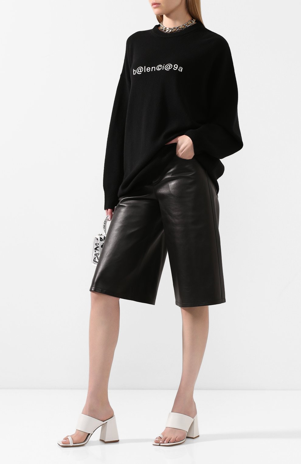 Шерстяной свитер BALENCIAGA черно-белого цвета по цене 73300 руб., арт. 620994/T4105, фото 2 Шерстяной свитер BALENCIAGA, арт. 620994/T4105, фото 2