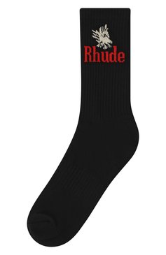 Мужские хлопковые носки RHUDE черного цвета, арт. RHPS24S002616149 | Фото 1 (Кросс-КТ: бельё; Материал сплава: Проставлено; Нос: Не проставлено; Материал внешний: Хлопок)