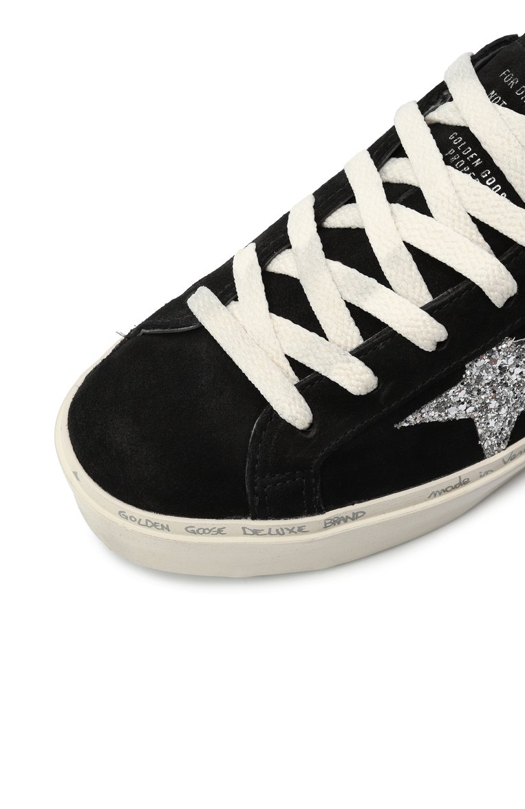 Женские замшевые кеды hi star GOLDEN GOOSE DELUXE BRAND черного цвета, арт. GWF00118.F006389 | Фото 7 (Подошва: Платформа; Материал внутренний: Текстиль; Материал внешний: Натуральная кожа, Замша; Стили: Кэжуэл; Материал утеплителя: Без утеплителя; Кросс-КТ: Низкие)