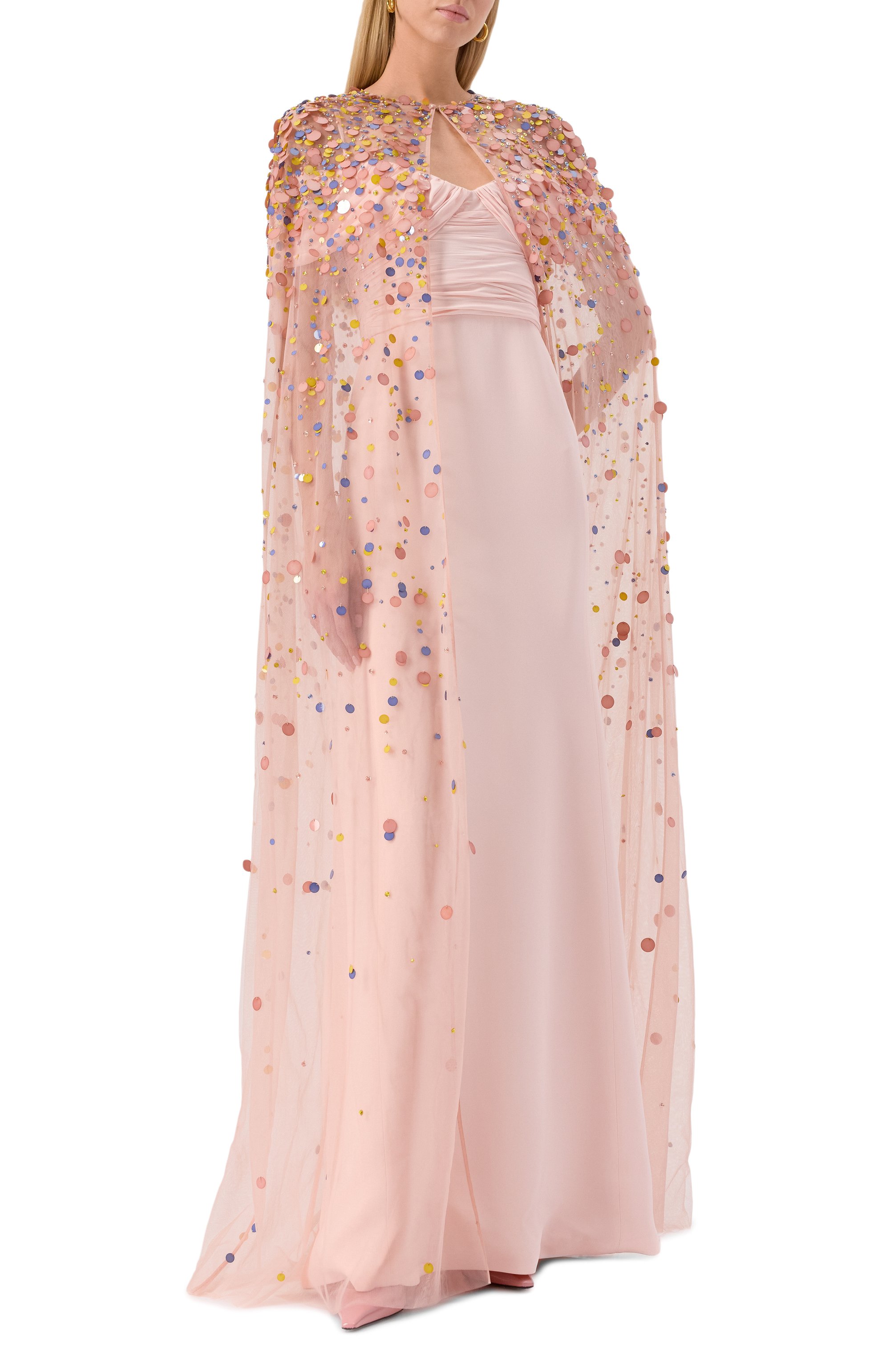 Накидка ELIE SAAB светло-розового цвета по цене 457000 руб., арт. J0154NP25/BE038, фото 2 Накидка ELIE SAAB, арт. J0154NP25/BE038, фото 2