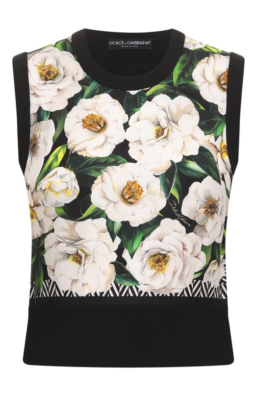 Шелковый топ Dolce & Gabbana FXT43T/JBSK9 Чёрный FXT43T/JBSK9