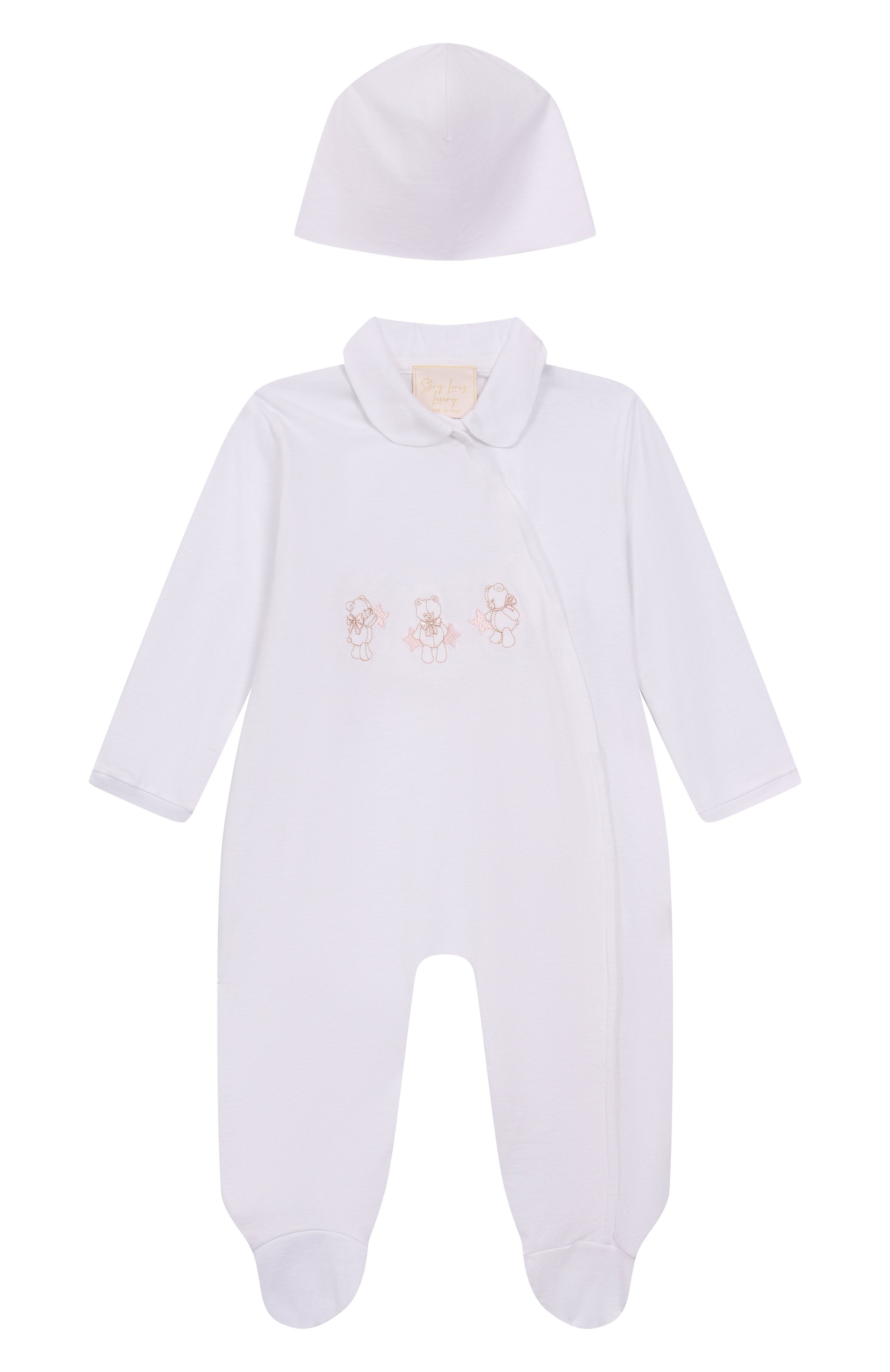 Комплект из комбинезона и шапки STORY LORIS белого цвета по цене 19150 руб., арт. 30528, фото 1 Комплект из комбинезона и шапки STORY LORIS, арт. 30528, фото 1