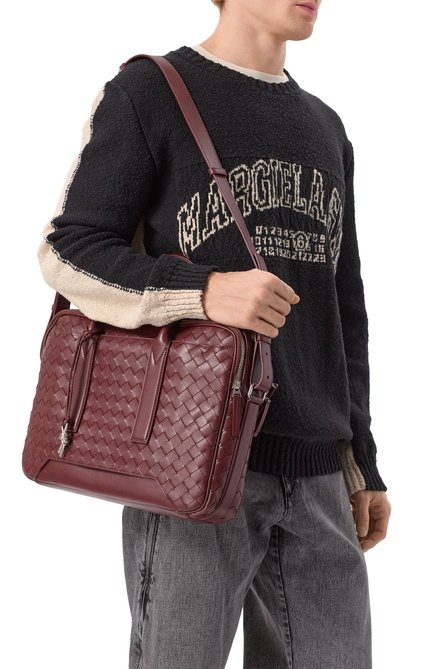 Мужская портфель getaway large BOTTEGA VENETA бордового цвета, арт. 766361/V2HL1 | Фото 2 (Материал сплава: Проставлено; Ремень/цепочка: На ремешке; Размер: large; Материал: Натуральная кожа; Драгоценные камни: Проставлено)