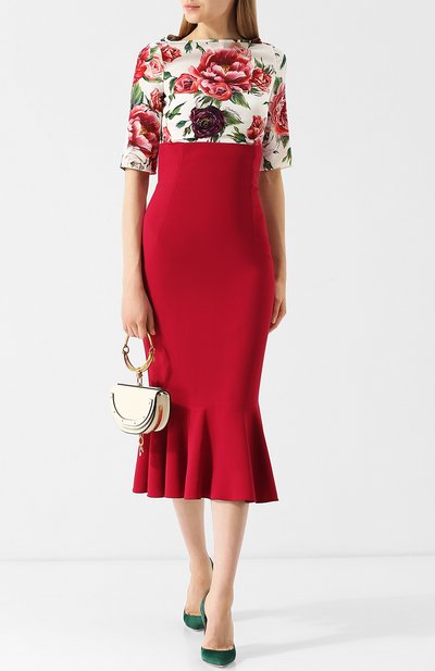 Приталенный шелковый топ с принтом DOLCE & GABBANA, арт. F7X53T/GDJ21, фото 2