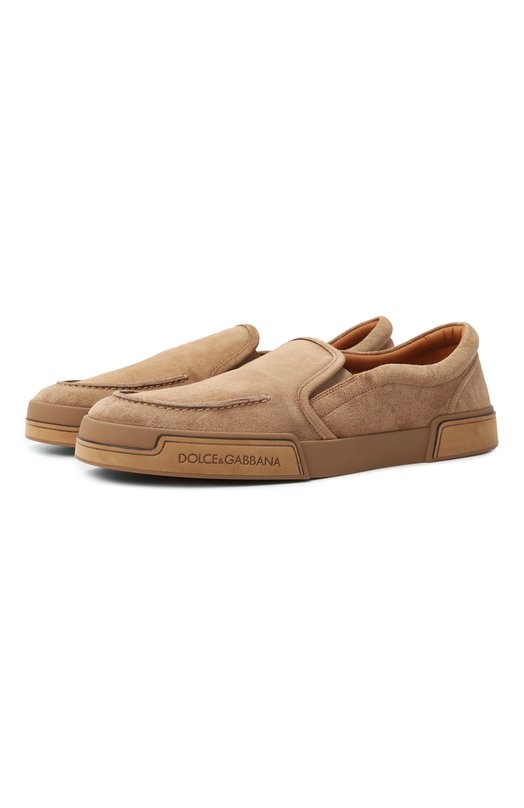 Замшевые слипоны Dolce & Gabbana A50732/AT441 Бежевый A50732/AT441