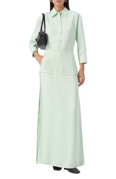 Женская юбка из вискозы JIL SANDER светло-зеленого цвета, арт. J01MA0153-J65289 | Фото 2 (Длина Ж (юбки, платья, шорты): Макси; Материал внешний: Вискоза; Стили: Кэжуэл)
