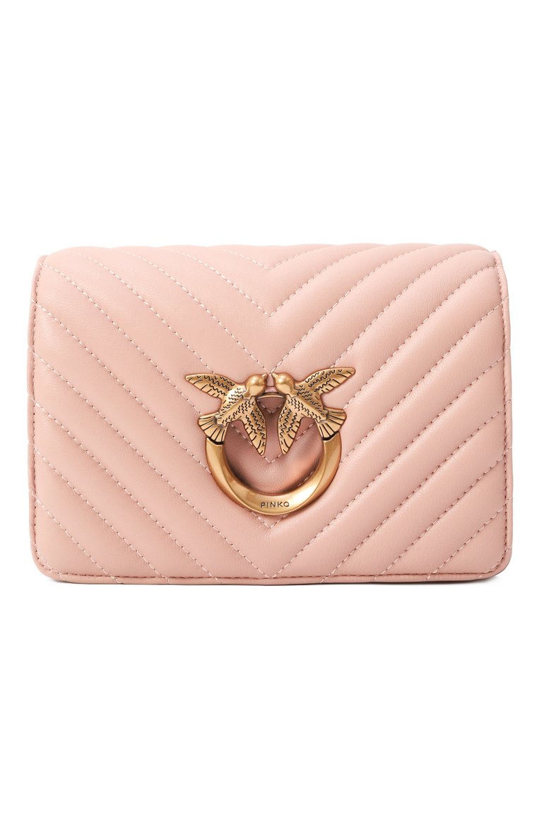 Женская сумка love mini PINKO розового цвета, арт. 100067/A0GK | Фото 1 (Драгоценные камни: Проставлено; Размер: mini; Материал сплава: Проставлено; Ремень/цепочка: На ремешке; Материал: Натуральная кожа)