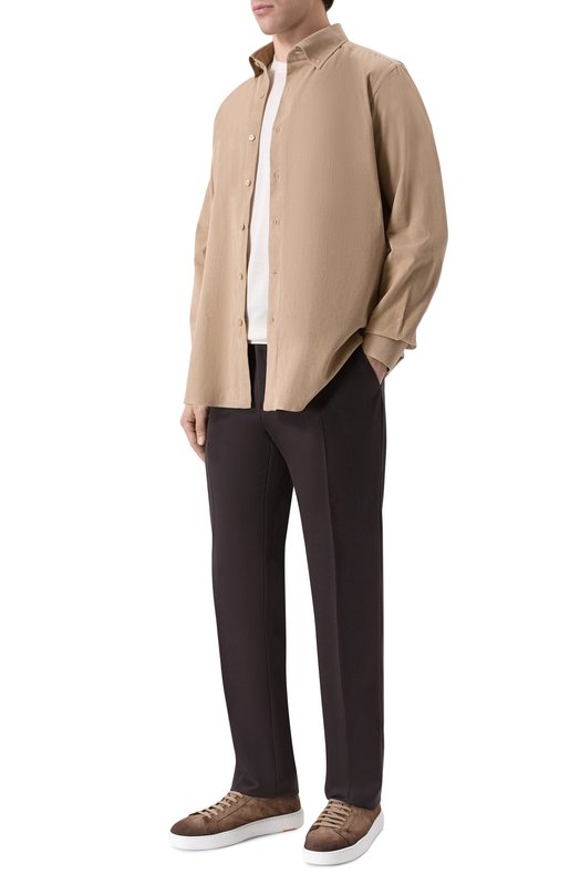 Замшевые кеды Cleanic Santoni MBCG21571BARTA0L Коричневый  MBCG21571BARTA0L Фото 2