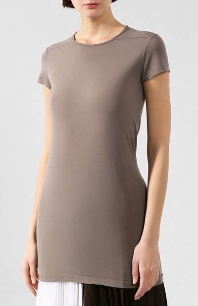 Футболка из смеси вискозы и шелка RICK OWENS серого цвета по цене 22800 руб., арт. RP20S1203/JS, фото 3 Футболка из смеси вискозы и шелка RICK OWENS, арт. RP20S1203/JS, фото 3