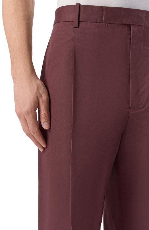 Брюки из хлопка и шелка Jil Sander J22KA0327/J45266 Бордовый  J22KA0327/J45266 Фото 5