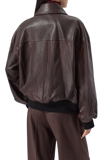 Кожаный бомбер KHAITE коричневого цвета по цене 593000 руб., арт. 6166729/L792, фото 4 Кожаный бомбер KHAITE, арт. 6166729/L792, фото 4