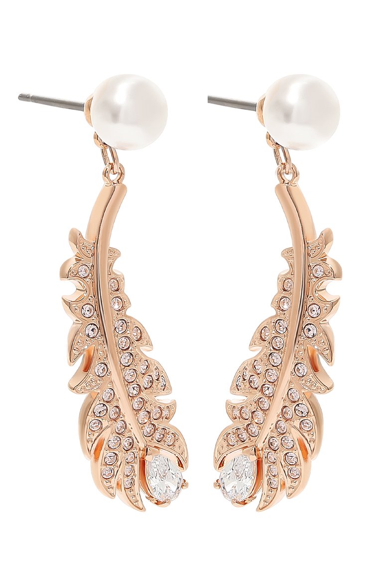 Женские серьги nice drop SWAROVSKI золотого цвета, арт. 5663487 | Фото 3 (Региональные ограничения белый список (Axapta Mercury): Не проставлено; Нос: Не проставлено; Материал: Металл, Кристаллы)