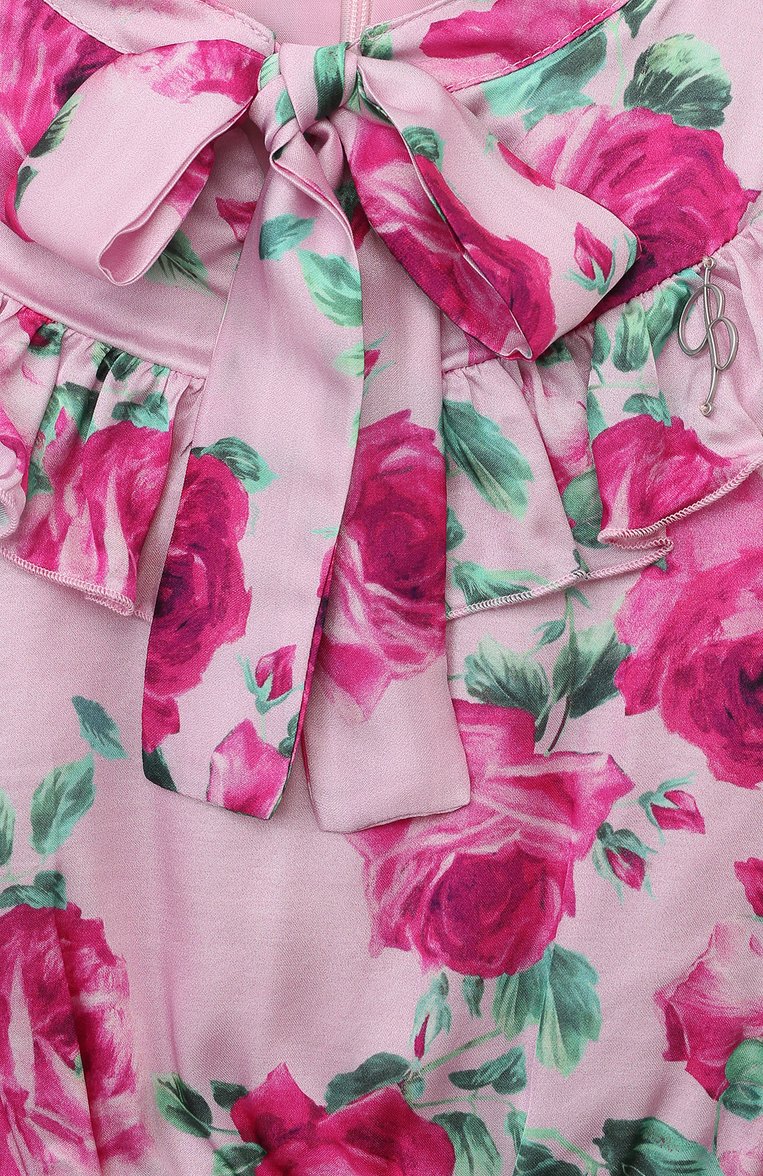 Детское платье из вискозы BLUMARINE разноцветного цвета, арт. IF3164T3674 | Фото 3 (Материал сплава: Проставлено; Драгоценные камни: Проставлено; Рукава: Длинные; Материал внешний: Вискоза; Стили: Классический)