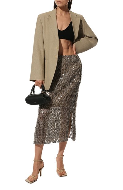 Юбка с отделкой пайетками BRUNELLO CUCINELLI бежевого цвета по цене 399500 руб., арт. 221M059LG3187, фото 2 Юбка с отделкой пайетками BRUNELLO CUCINELLI, арт. 221M059LG3187, фото 2