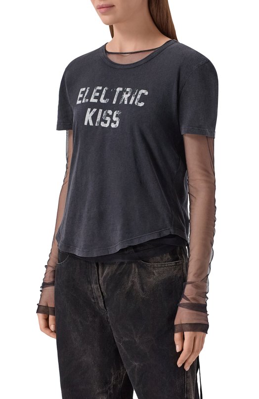 Хлопковая футболка Ann Demeulemeester B0013923/FA740 Чёрный  B0013923/FA740 Фото 3